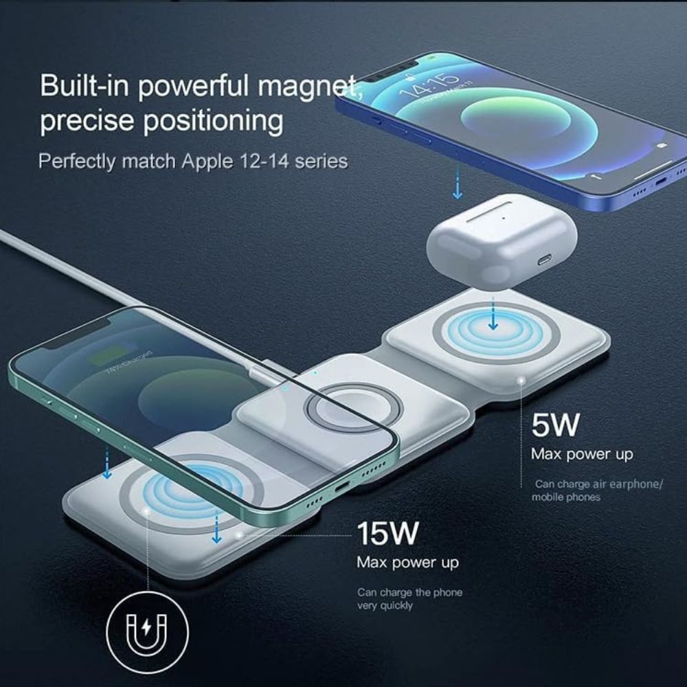 3 in 1 Magnetic Wireless Charging Pad for iPhone, Airpods & Smartwatch