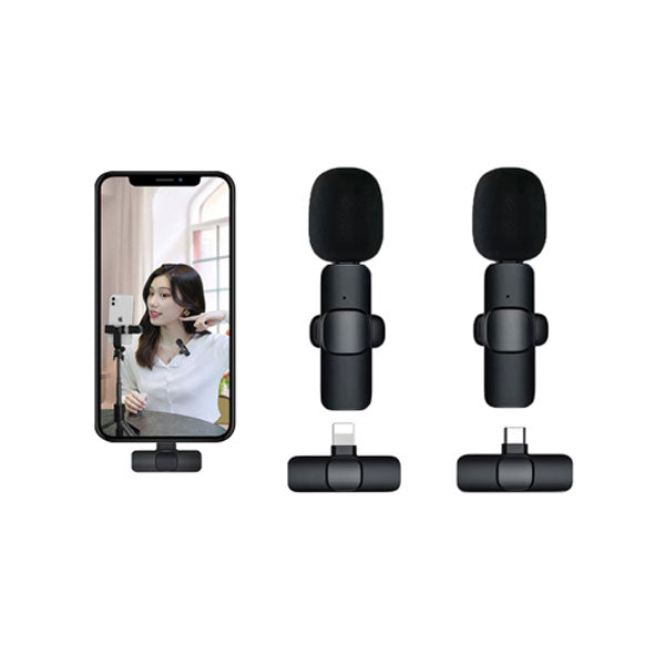 K11 2-In-1 Dual Wireless Collar Microphone Type-C And Lightning Omnidirectional Lavalier Mic -🎙️