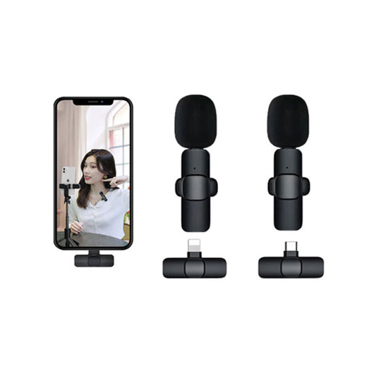 K11 2-In-1 Dual Wireless Collar Microphone Type-C And Lightning Omnidirectional Lavalier Mic -🎙️
