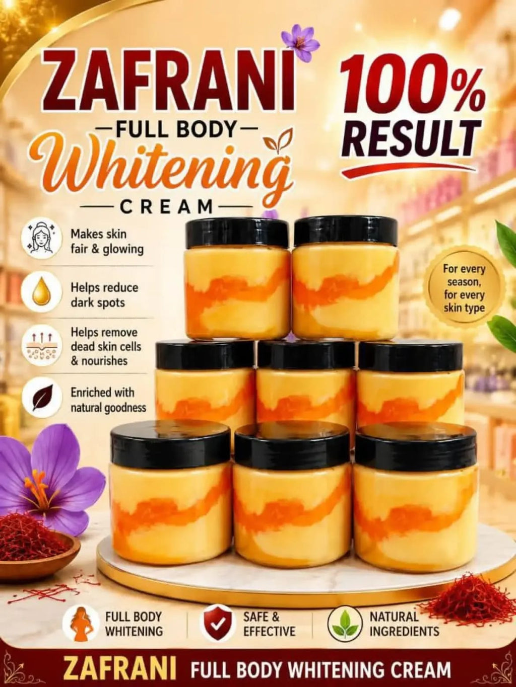Zafrani Beauty Cream With Saffron & Milk Protein for Skin Care - 500g