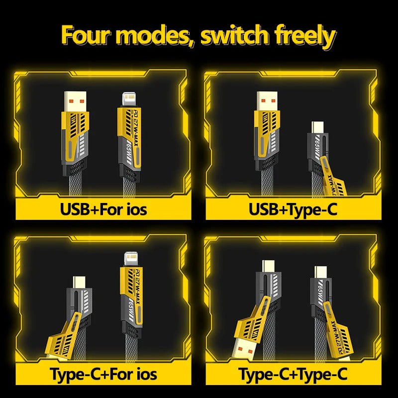4 In 1 Data Cable – USB-C & Lightning Connectors, Fast Charging