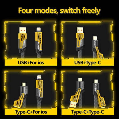 4 In 1 Data Cable – USB-C & Lightning Connectors, Fast Charging