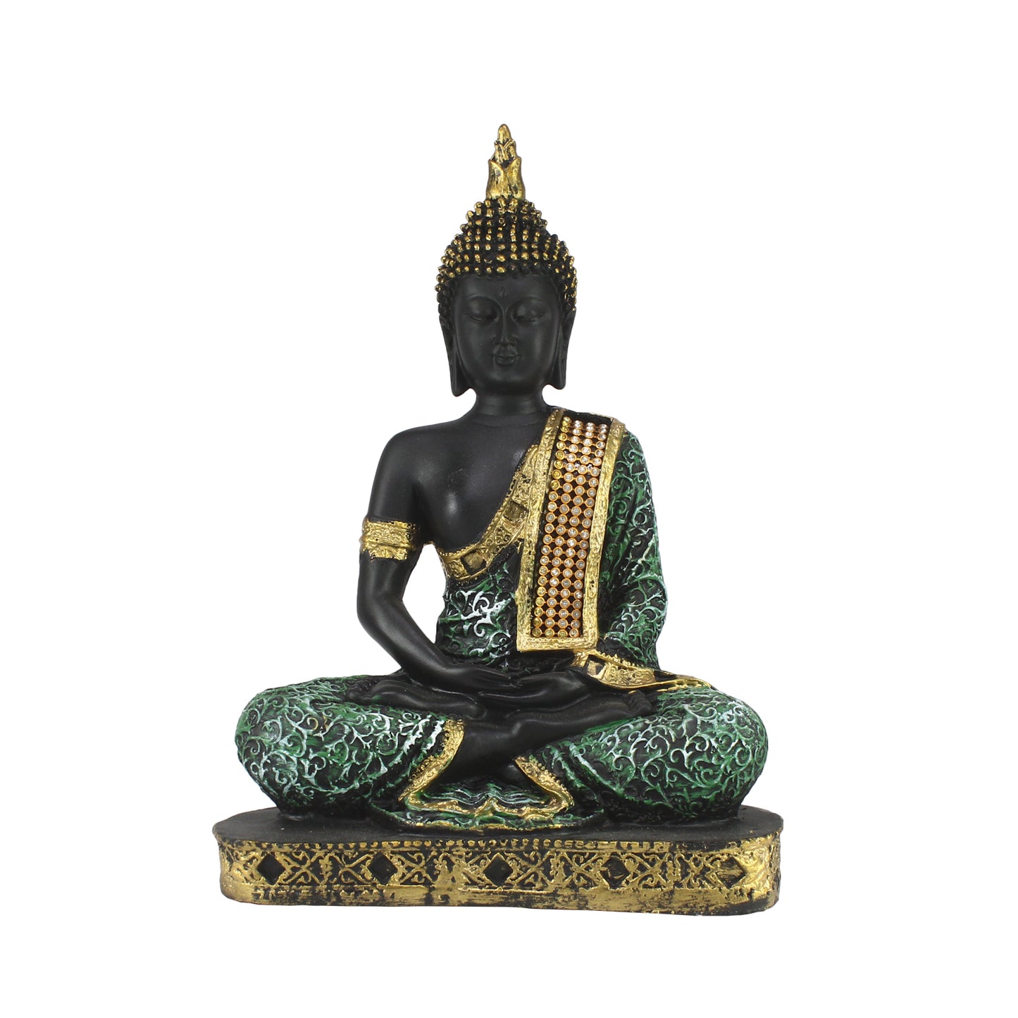 Green Meditating Buddha Decorative Showpiece - 24 cm